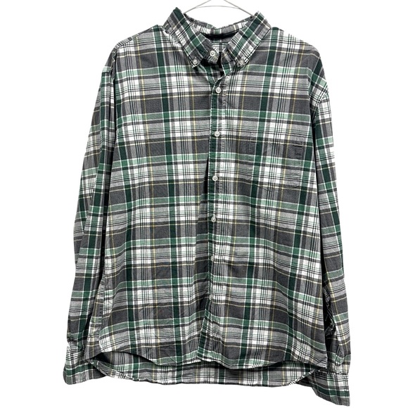 J. Crew Other - J Crew Flex Washed Classic Button Down Long Sleeve Green Plaid Pocket Shirt XL